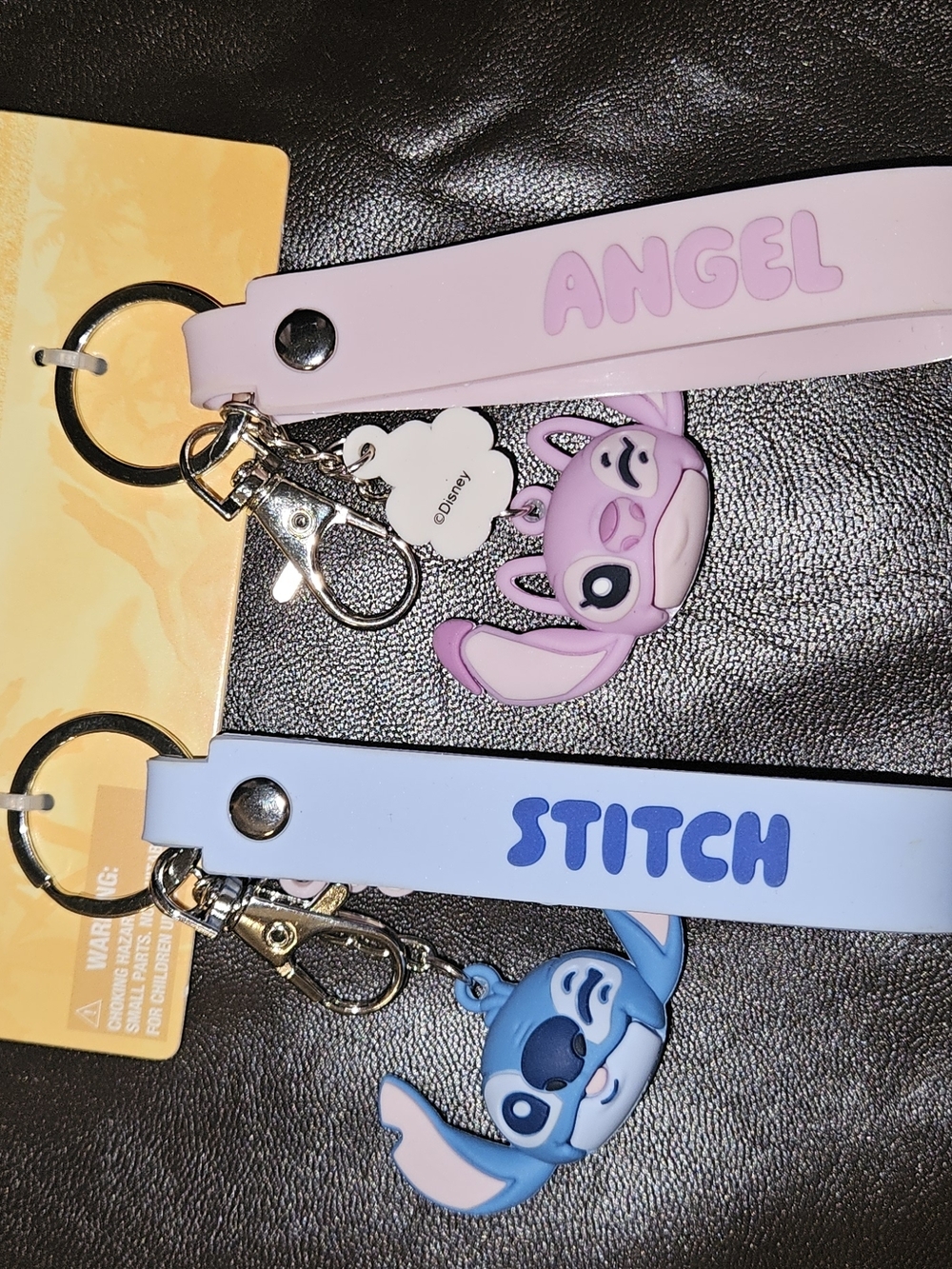 Disney Angel & Stitch Silicone Keychain Set - Pink & Blue